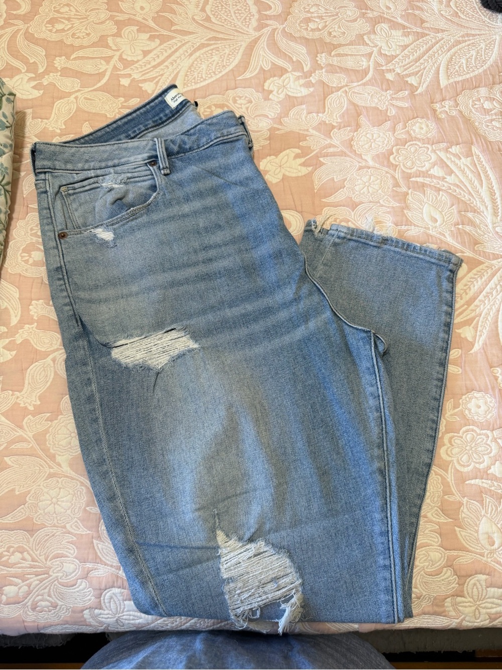 Abercrombie & Fitch Light Blue Distressed Boyfriend Jeans